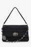 Miu Miu Black Matelasse Nappa Leather Crystal Embellished Shoulder Bag With Strap
