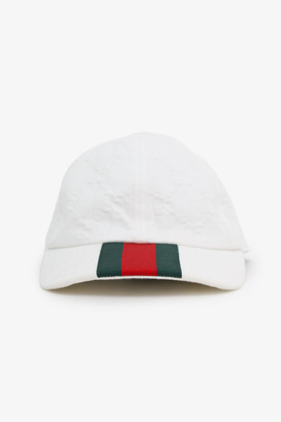 Gucci White GG Canvas Web Stripe Logo Cap Size L – Mine & Yours