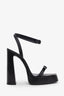 Saint Laurent Black "Platz" Platform Leather Heel Size 38