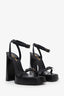 Saint Laurent Black "Platz" Platform Leather Heel Size 38