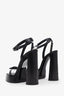 Saint Laurent Black "Platz" Platform Leather Heel Size 38