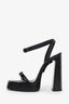 Saint Laurent Black "Platz" Platform Leather Heel Size 38