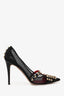 Valentino Black/Gold Mesh Rockstud Pointed Heels Size 41