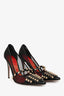 Valentino Black/Gold Mesh Rockstud Pointed Heels Size 41