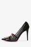 Valentino Black/Gold Mesh Rockstud Pointed Heels Size 41