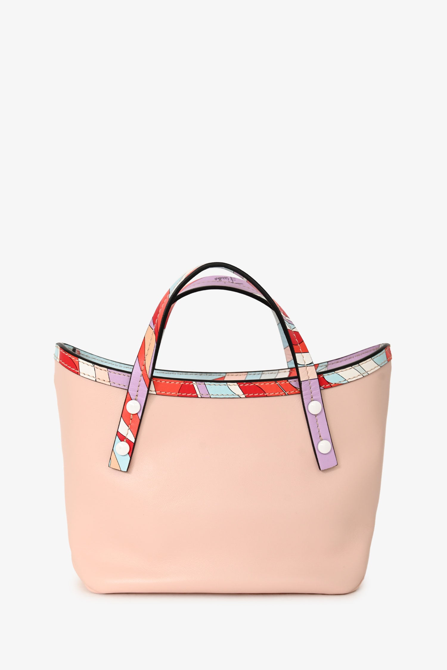Emilio Pucci Pink Leather 'Pucci Firenze' Mini Top Handle Tote