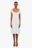 Theory White Embroidered Midi Length Dress Size 12