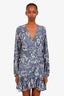 Veronica Beard Blue/White Patterned Ruffled Mini Dress Size 10