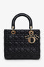 Christian Dior 2025 Black Cannage Lambskin Medium Lady Dior Bag With Strap