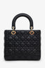Christian Dior 2025 Black Cannage Lambskin Medium Lady Dior Bag With Strap