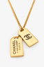 Pre-Loved Chanel™ 2020 Gold Tone Rue Cambon Dog Tag Necklace