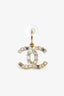 Pre-Loved Chanel™ Gold Tone Pearl/Crystal Embellished CC Drop Earrings
