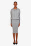 Tom Ford Gray Hooded Cashmere Knit Ribbed Dress Size XS