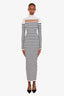 Jean Paul Gaultier White/Black Striped Mock Neck Panel Dress Size XS