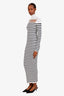 Jean Paul Gaultier White/Black Striped Mock Neck Panel Dress Size XS