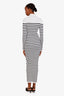 Jean Paul Gaultier White/Black Striped Mock Neck Panel Dress Size XS