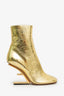 Fendi Gold Crinkle Leather Heeled Boots 37.5