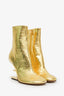 Fendi Gold Crinkle Leather Heeled Boots 37.5