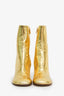 Fendi Gold Crinkle Leather Heeled Boots 37.5