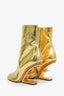 Fendi Gold Crinkle Leather Heeled Boots 37.5
