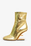 Fendi Gold Crinkle Leather Heeled Boots 37.5