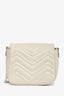 Gucci 2023 Cream Chevron Leather Monochrome Marmont Bag