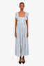 Ulla Johnson Blue/Striped Linen Ruffled Maxi Dress Size 0