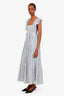Ulla Johnson Blue/Striped Linen Ruffled Maxi Dress Size 0