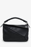 Loewe Black Leather Small Puzzle Bag With Strap