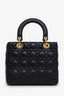 Christian Dior 2019 Black Cannage Lambskin Medium Lady Dior Bag With Strap
