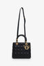 Christian Dior 2019 Black Cannage Lambskin Medium Lady Dior Bag With Strap