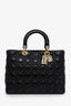 Christian Dior 2017 Black Cannage Leather Supple Large Lady Dior Bag