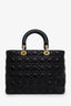 Christian Dior 2017 Black Cannage Leather Supple Large Lady Dior Bag