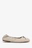 Brunello Cucinelli Cream Leather Beaded Bow Flats Size 39