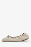 Brunello Cucinelli Cream Leather Beaded Bow Flats Size 39