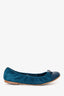 Louis Vuitton Suede Patent Teal Ballerina Flats Size 37.5