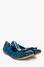 Louis Vuitton Suede Patent Teal Ballerina Flats Size 37.5