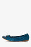 Louis Vuitton Suede Patent Teal Ballerina Flats Size 37.5