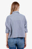 TWP Blue/White Striped Three-Quarter Sleeve Button Down Cropped Shirt M/L