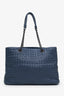 Bottega Veneta Blue Intrecciato Chain Medium Tote Bag
