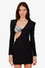 David Koma Black Crystal Embellished Cut Out Mini Dress Size 6