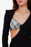 David Koma Black Crystal Embellished Cut Out Mini Dress Size 6