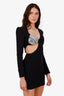 David Koma Black Crystal Embellished Cut Out Mini Dress Size 6