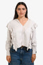 Isabel Marant Etoile Light Grey Ruffle Details Long Sleeve Top Size 36