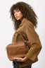 Miu Miu Brown Leather Beau Medium Top Handle Bag with Charm