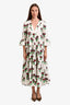 La DoubleJ White/Multicolour Floral Tiered Short Sleeve Midi Dress Size S