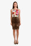 Dolce & Gabbana Cream/Leopard Print Floral Sleeveless Midi Dress Size 40