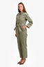Telarosa Olive Green Belted Long Sleeve Jumpsuit Size S