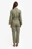 Telarosa Olive Green Belted Long Sleeve Jumpsuit Size S