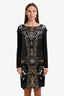 Just Cavalli Black Printed Silk Midi Dress Size 44